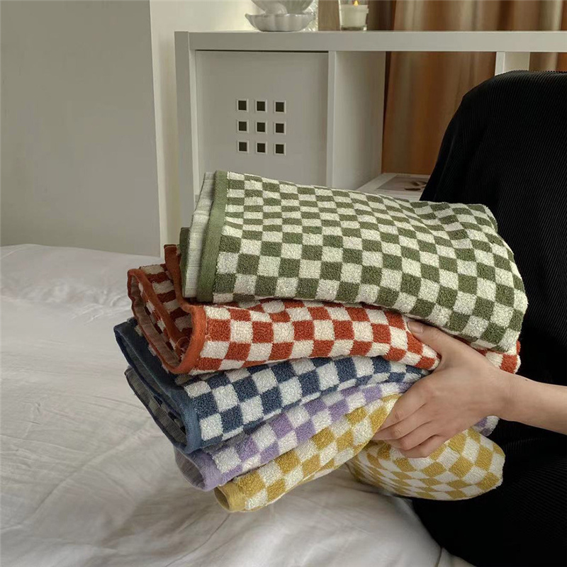 Cloth Face Mask Washable - Retro szachownica Plaid długi odcinkowych bawełniany
