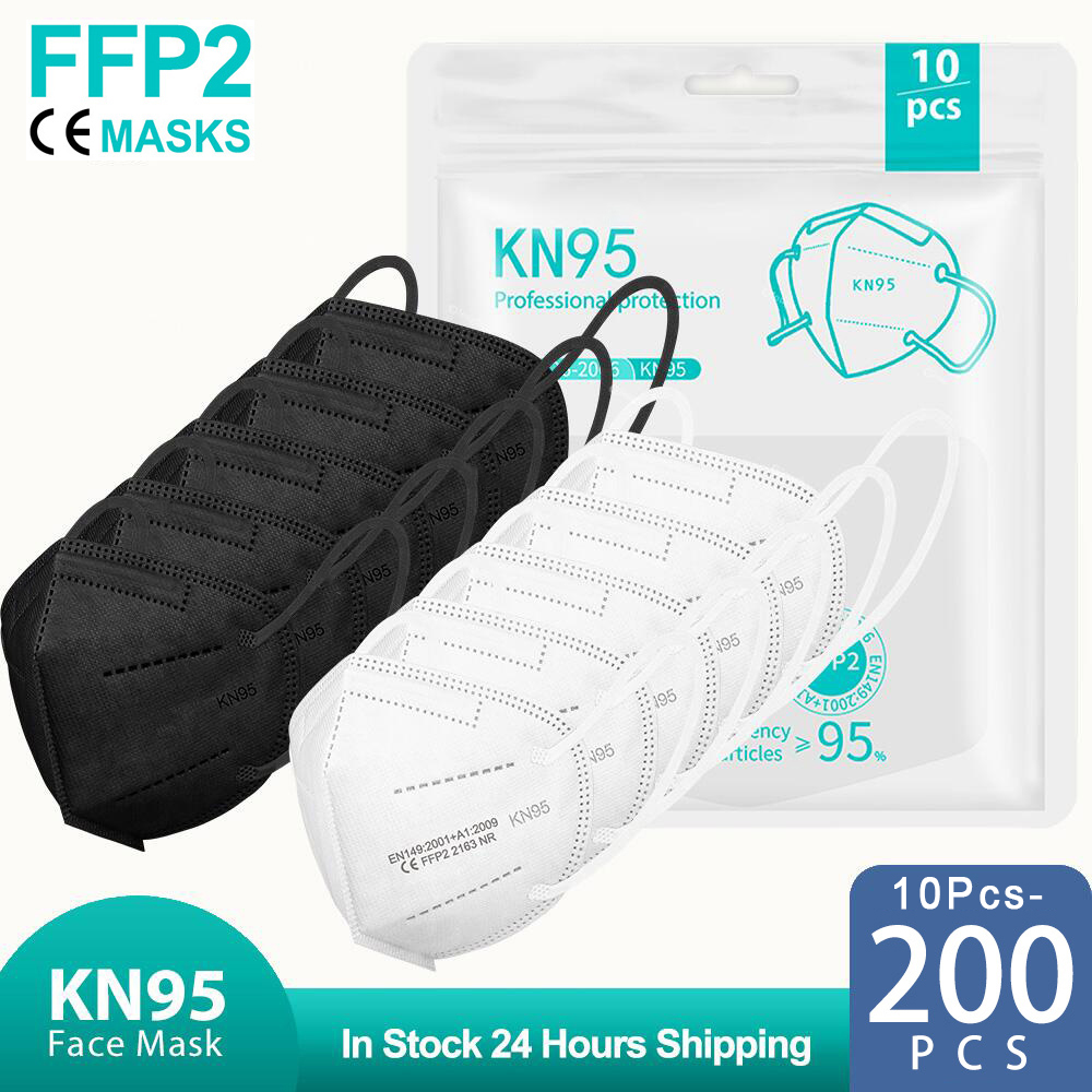 Disposable Surgical Mask - 10-200 szt. Mascarillas fpp2 czarna KN95