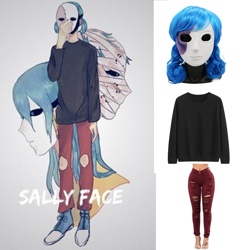 Black Face Mask Pack - Hot Anime Game Sally Face Cosplay