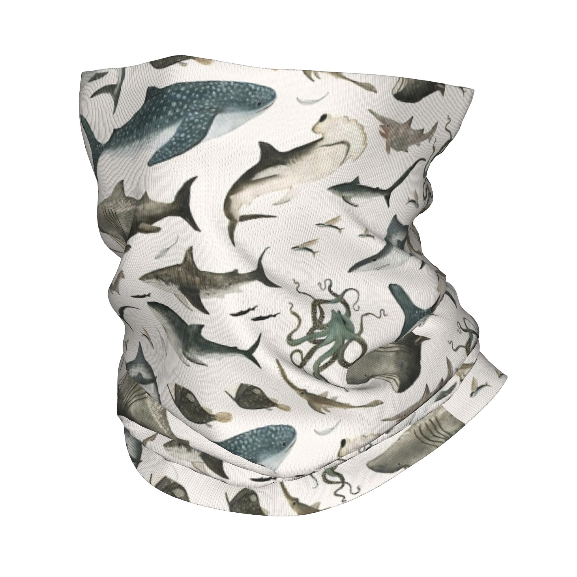 Neck Gaiter Face Cover - Rekin Ocean Zwierzę Rekiny Bandana Ochraniacz