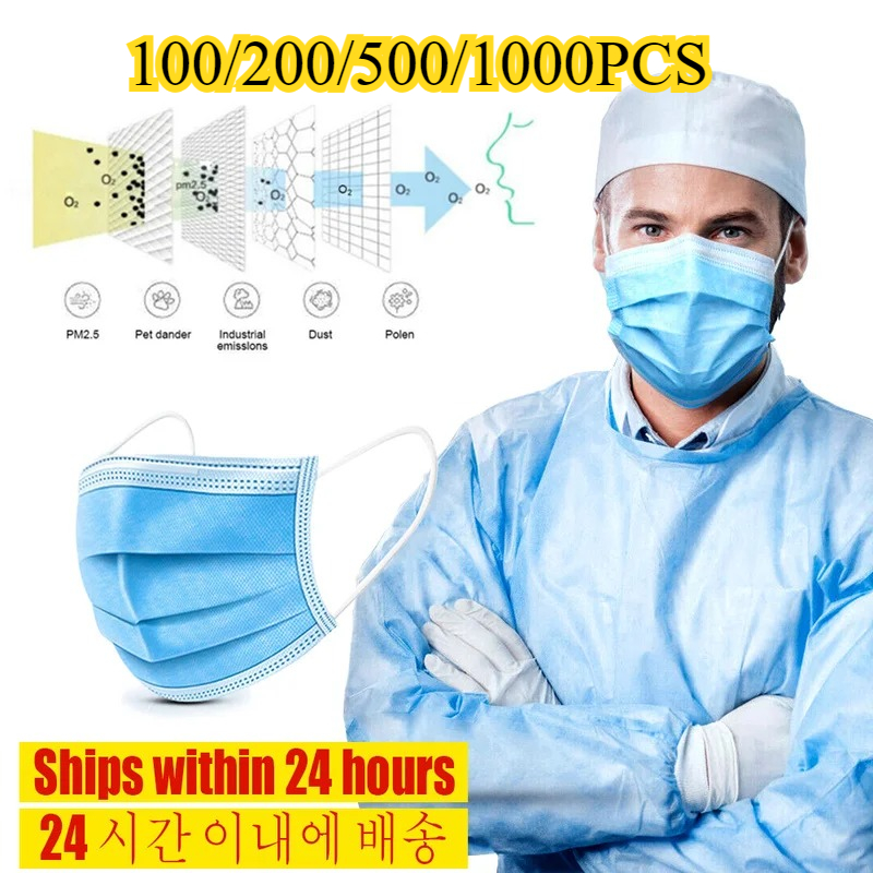 Disposable Mask Blue - 3-warstwowa jednorazowa maska ​​na twarz -