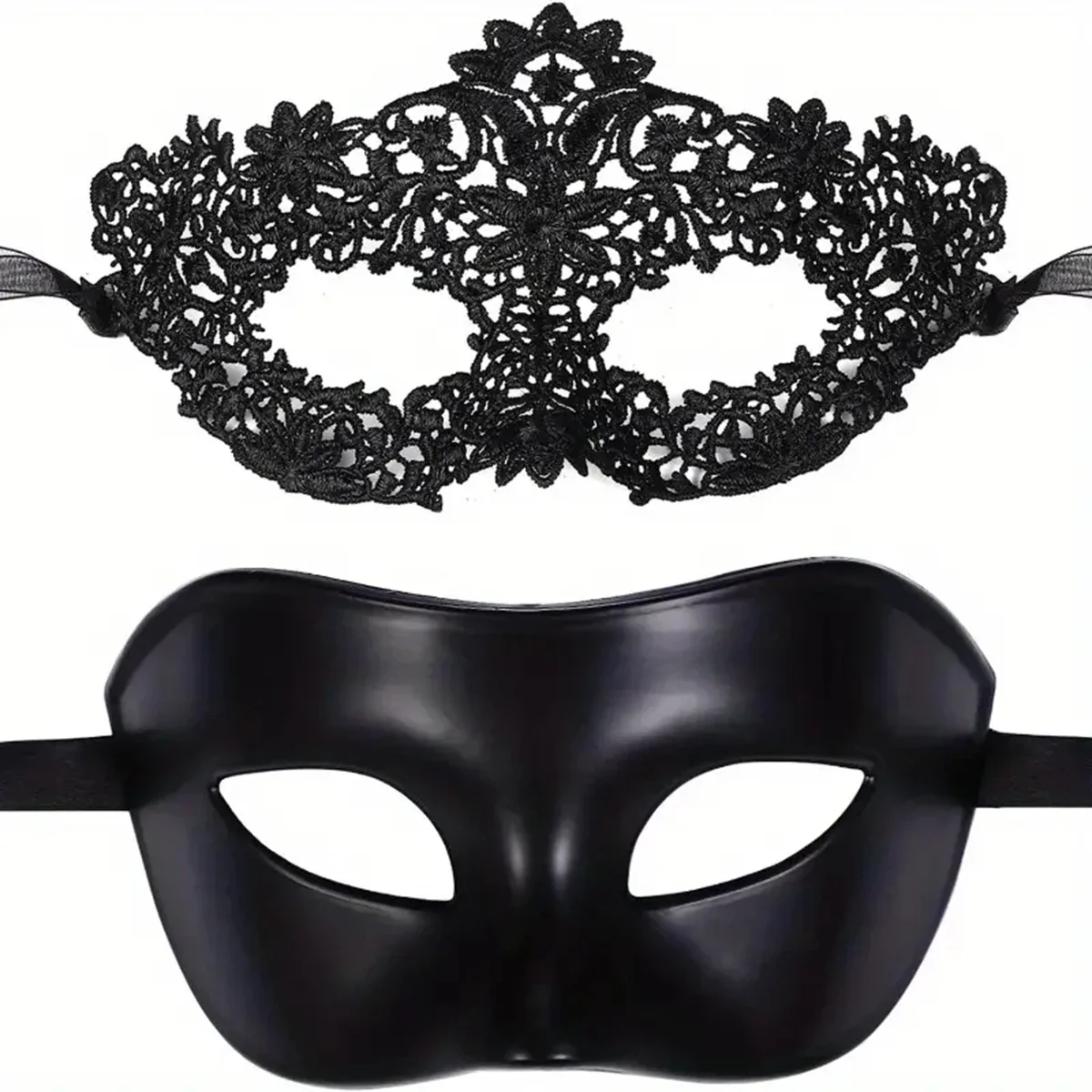 Black Face Mask Pack - 2 szt. Elegancki zestaw czarnych koronkowych