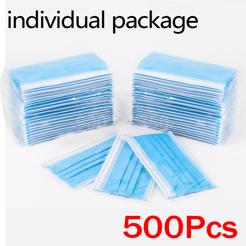 Disposable Mask Blue - 10-500 sztuk jednorazowe dorosłych pakiet indywidualny