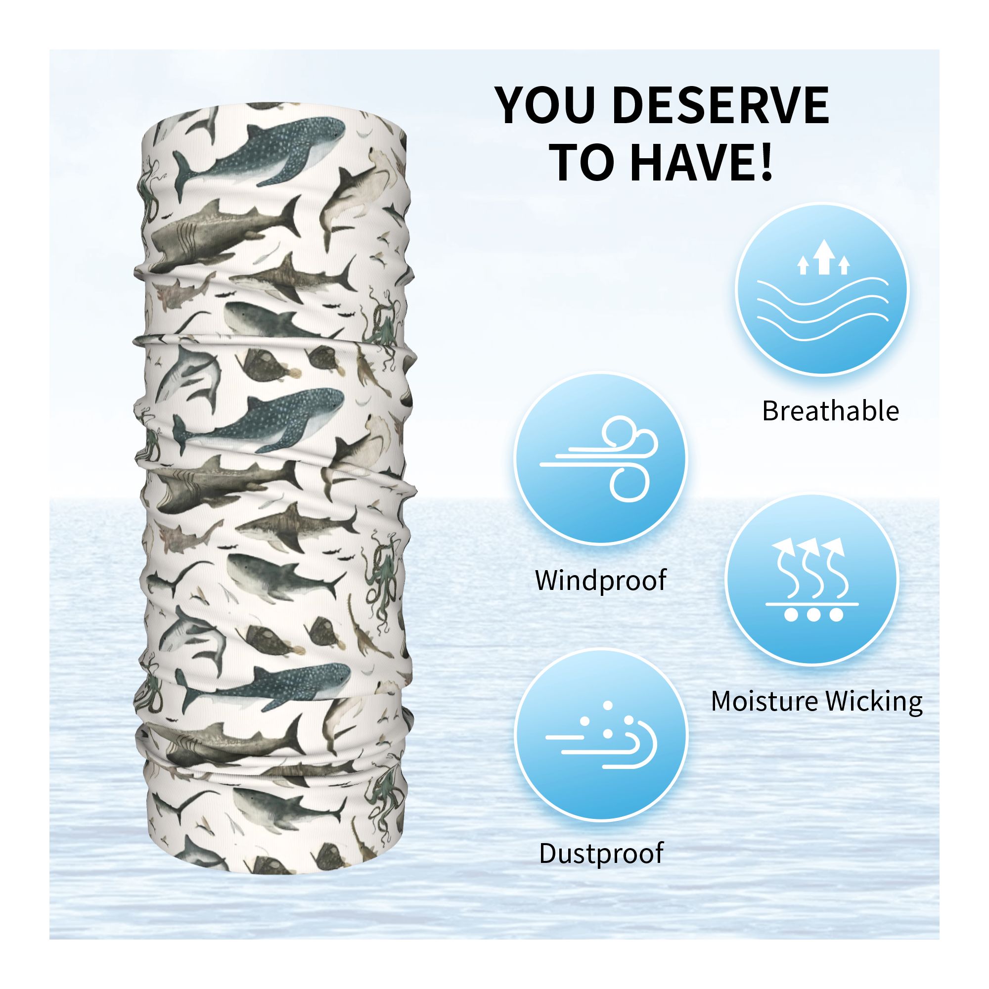 Rekin Ocean Zwierzę Rekiny Ban – Neck Gaiter Face Cover recenzja i cena